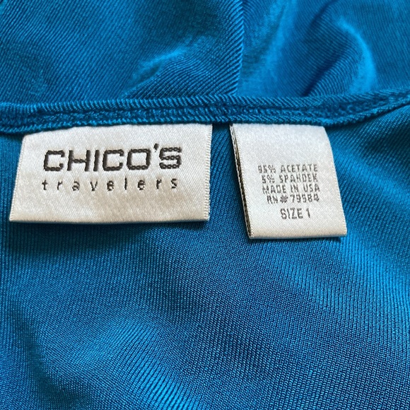 CHICOS Travelers Teal Turqouis Royal Blue Layering Tank Size 1 Medium - Picture 7 of 9